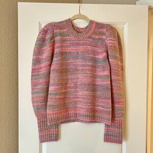 LoveShackFancy Pink and Purple Crew Neck Sweater